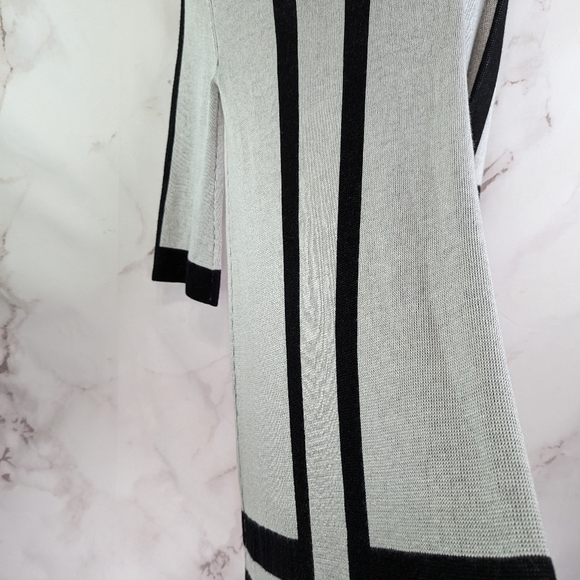 Alice + Olivia Dress Women XS Sweater Gray Wool Colorblock Stripe Mod Mini Tunic - Picture 8 of 9